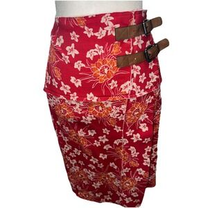 Animale Skirt High Waist Red Flower Print SIZE Medium